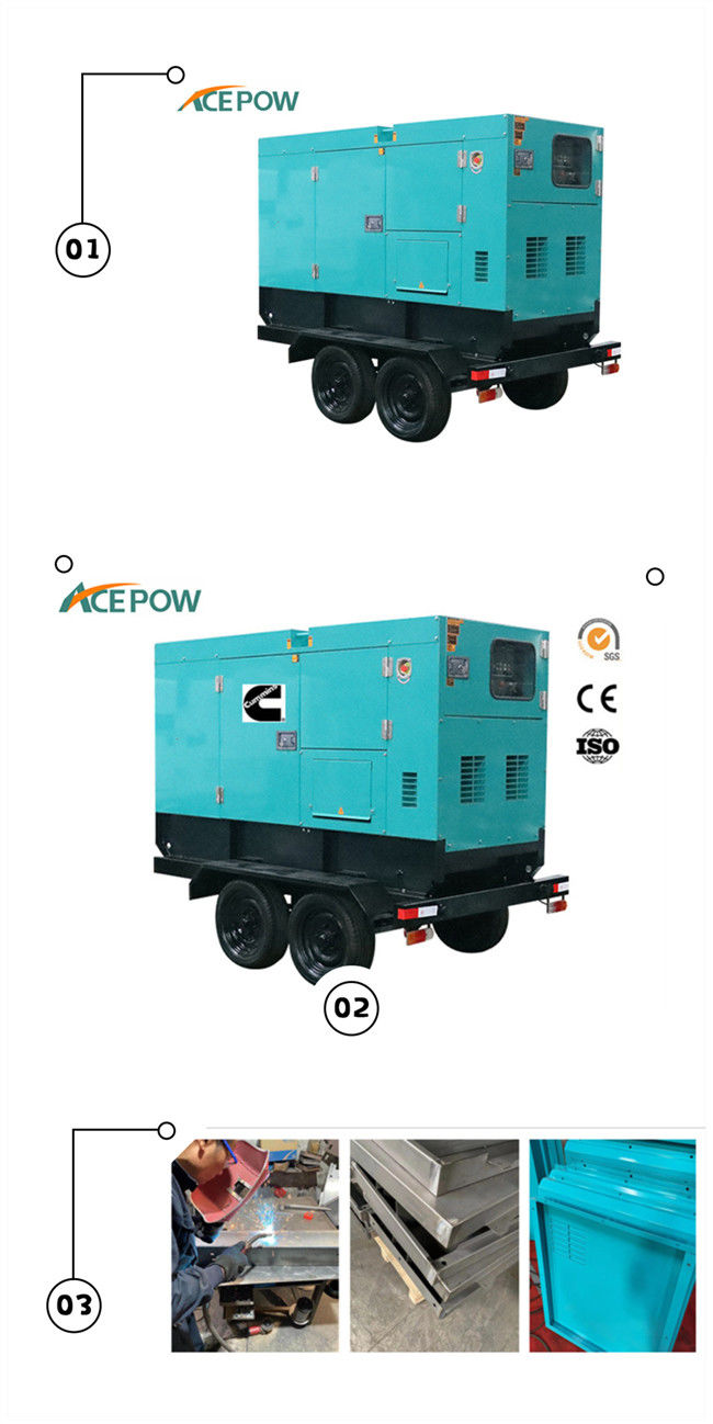 400V 10KVA Mobile Genset Trailer , Trailer Mounted Diesel Generator 0
